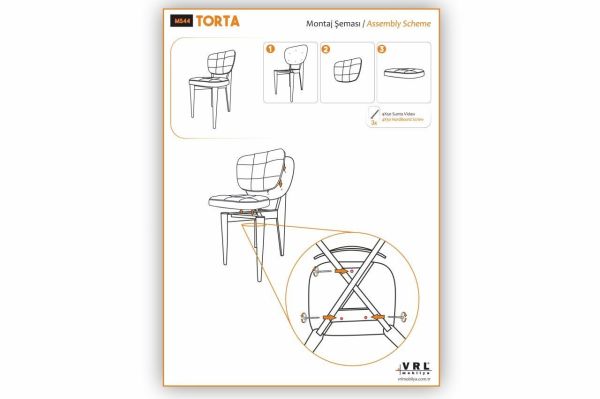 Torta Ahşap Mutfak Cafe Sandalyesi