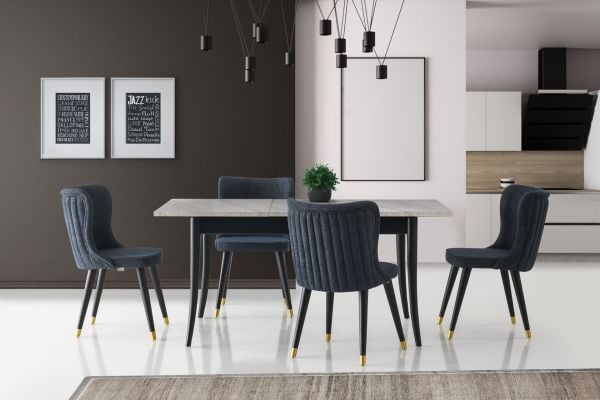 Enzo Mutfak Cafe Masası Arven Ahşap Sandalye Takımı